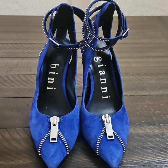 Gianni Bini Shoes - Gianni Bini Royal Blue Suede Ankle-Zip Stiletto